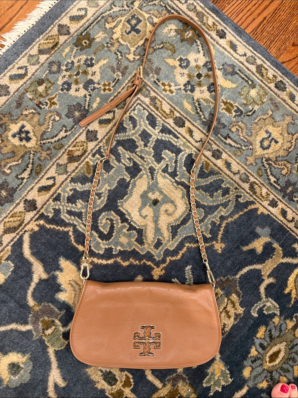 Tory Burch Camel/Tan Leather Chain Shoulder Bag